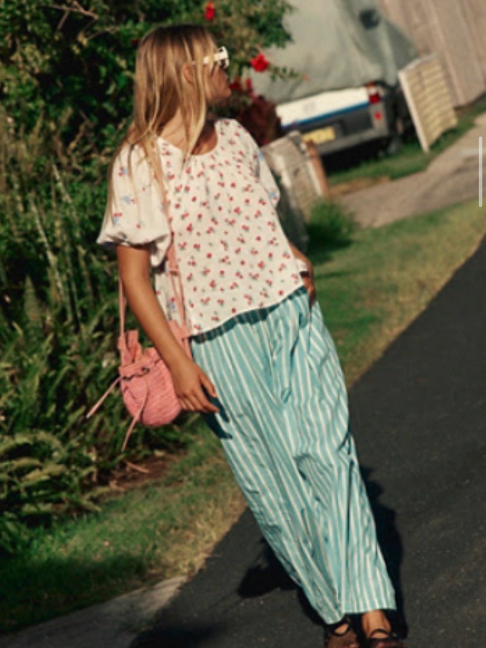 Free People “To the sky stripped parachute pants” color “sea combo”